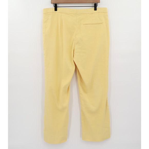 St. John Women's Wide Leg High Waisted Linen Pants Yellow Sz 12 - Picture 2 of 8